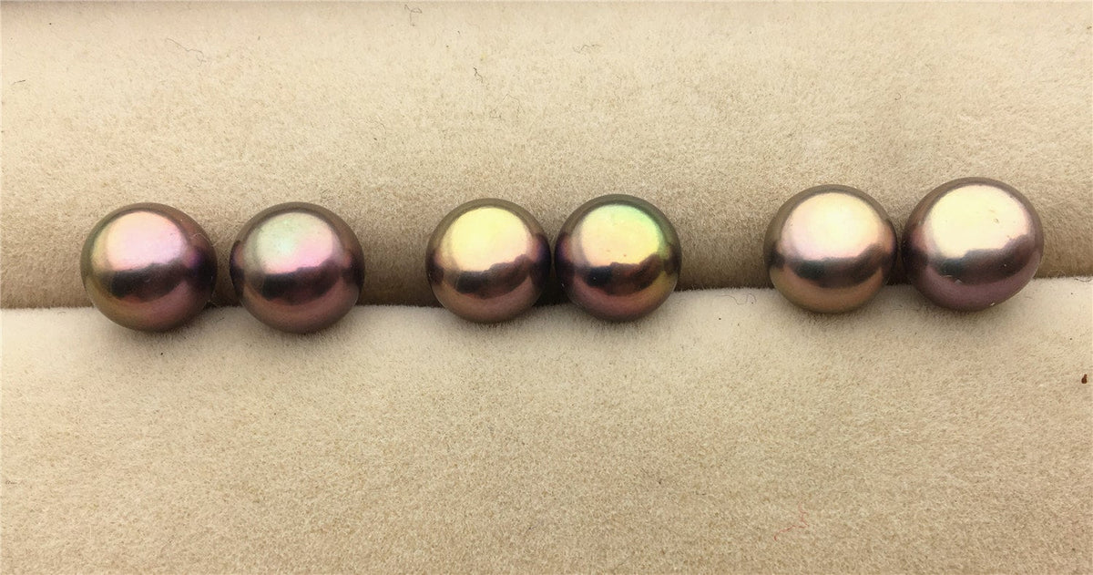 AAA+ 7.5-8.5mm Black Rainbow Pearl Stud Earrings, pearl earrings, S925 Sterling Silver, classic pearl studs, SE1-067