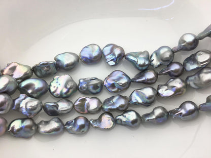 15.5'' AA+ 13-16mm Big Gray flame ball pearl,FL15-2A-5-11