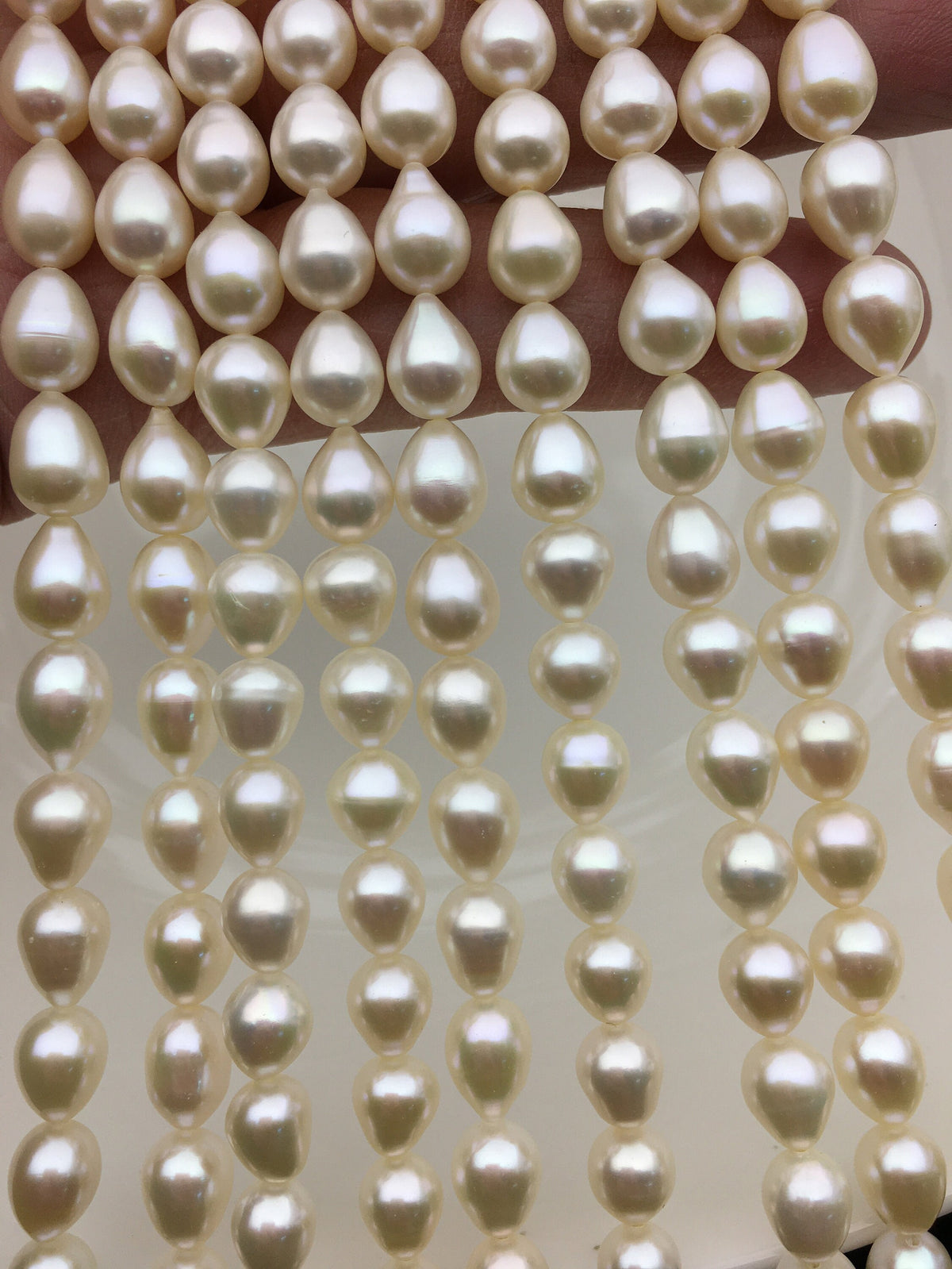 AAA 7-8mm*8-9mm white teardrop freshwater pearls, Cultured white freshwater pearls beads, pearl necklace, pearl wholesale, LR7-3A-71-3