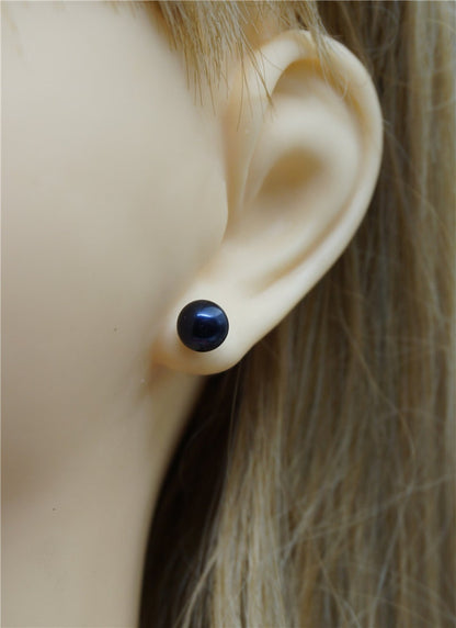 Select 4/5/6/7/8/9/10mm size Black Pearl Stud Earrings, Select Size, AAAA pearl earrings, Sterling Silver, classic pearl studs, SE1-017
