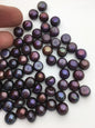 20pcs AAA 9.5-10mm brown black button round loose freshwater pearl,0.9mm bottom half hole,BTN9-T4