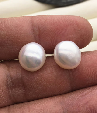 AAA 12-12.5mm big white nugget baroque Pearl Stud Earrings, freshwater pearl earrings, classic pearl studs, SE1-069-9