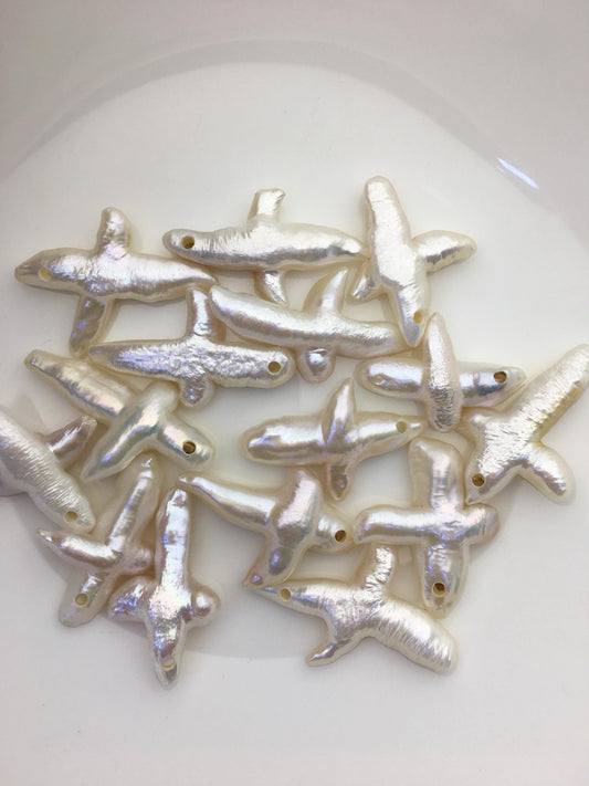 5pcs AAA/AA+ 19-25mm Freshwater Pearl Loose Pearl Bead White Cross Pearl Loose Bead,top large hole,ZS-100-7