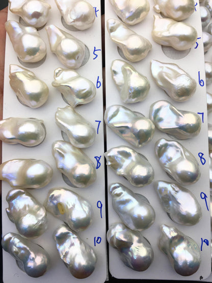 1 pair AAA 14-17x19-28mm White Flameball Pearl Pairs, 0.9mm top half hole, Baroque Cultured Freshwater Pearl, flameball pearls, FL15-3A-8-40