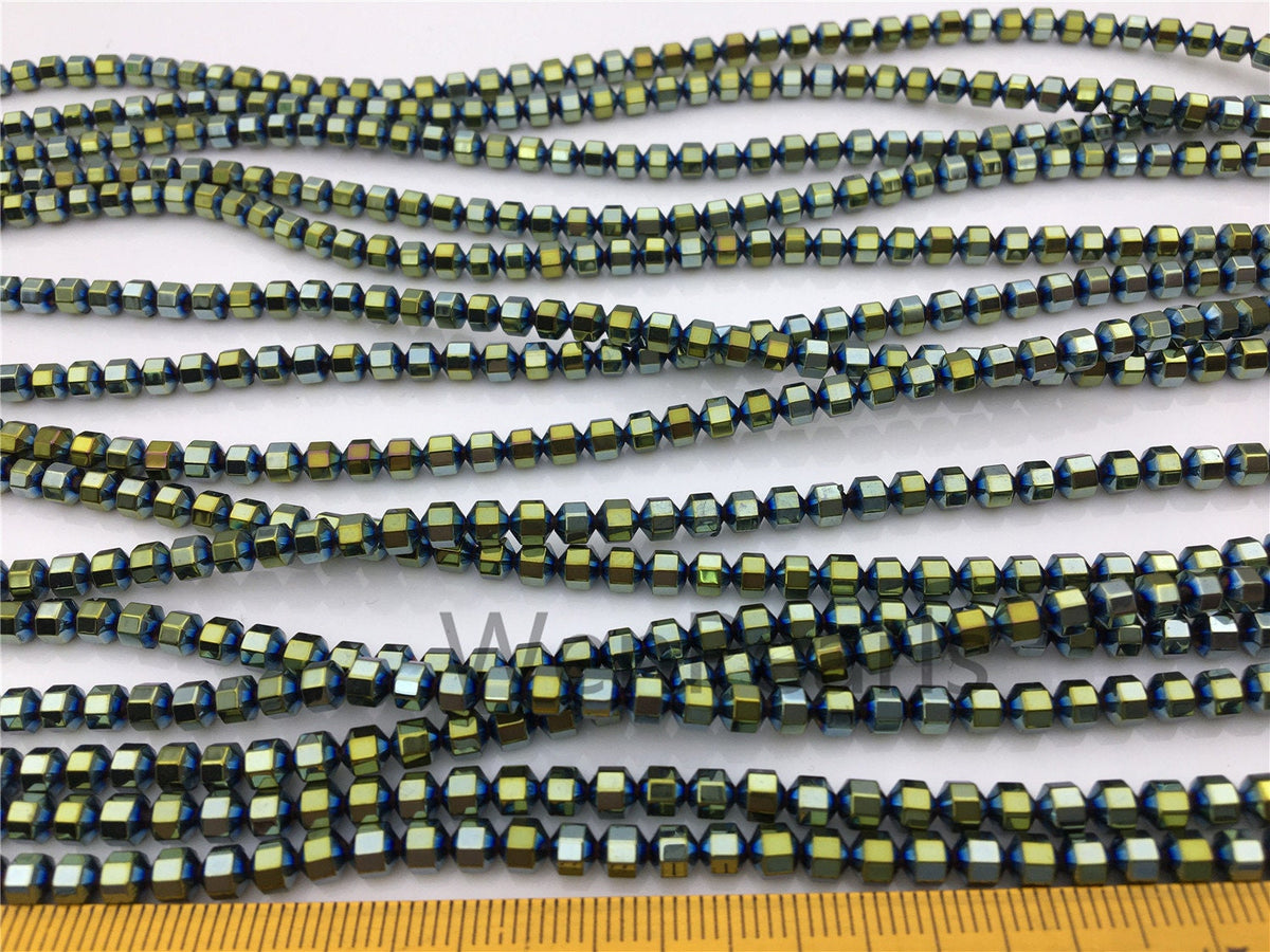 Hematite Green,faceted hexagon beads,AAA, 102 beads,15.5 inches,G50-OTH4-002-1