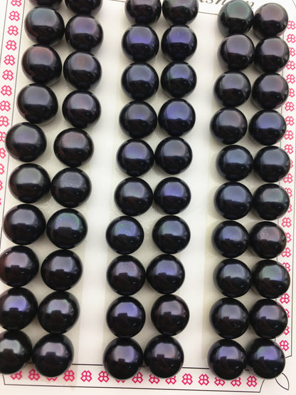 AAA 9.5-10mm black button round freshwater loose pearls pairs,half drilled,BTN9-T2