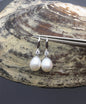 AAA 9mm white oval rice pearl cz stone dangle earrings, S925 Sterling Silver pearl earrings, SE3-082