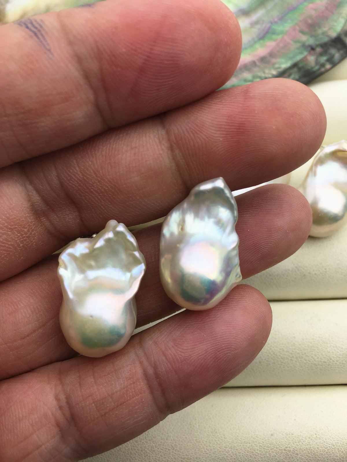 1 pair AAA/AA 14-17mmx20-28mm flame ball pearl stud earrings, sterling silver, earring with white baroque Natural Pearl, SE3-031-1