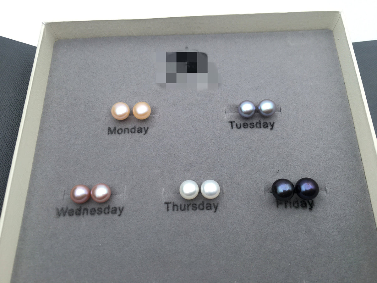 5pairs weekly AAA pearl stud earrings, Sterling Silver bridesmaid pearl earrings stud earrings, daily earrings, working day earrings, SE1-070