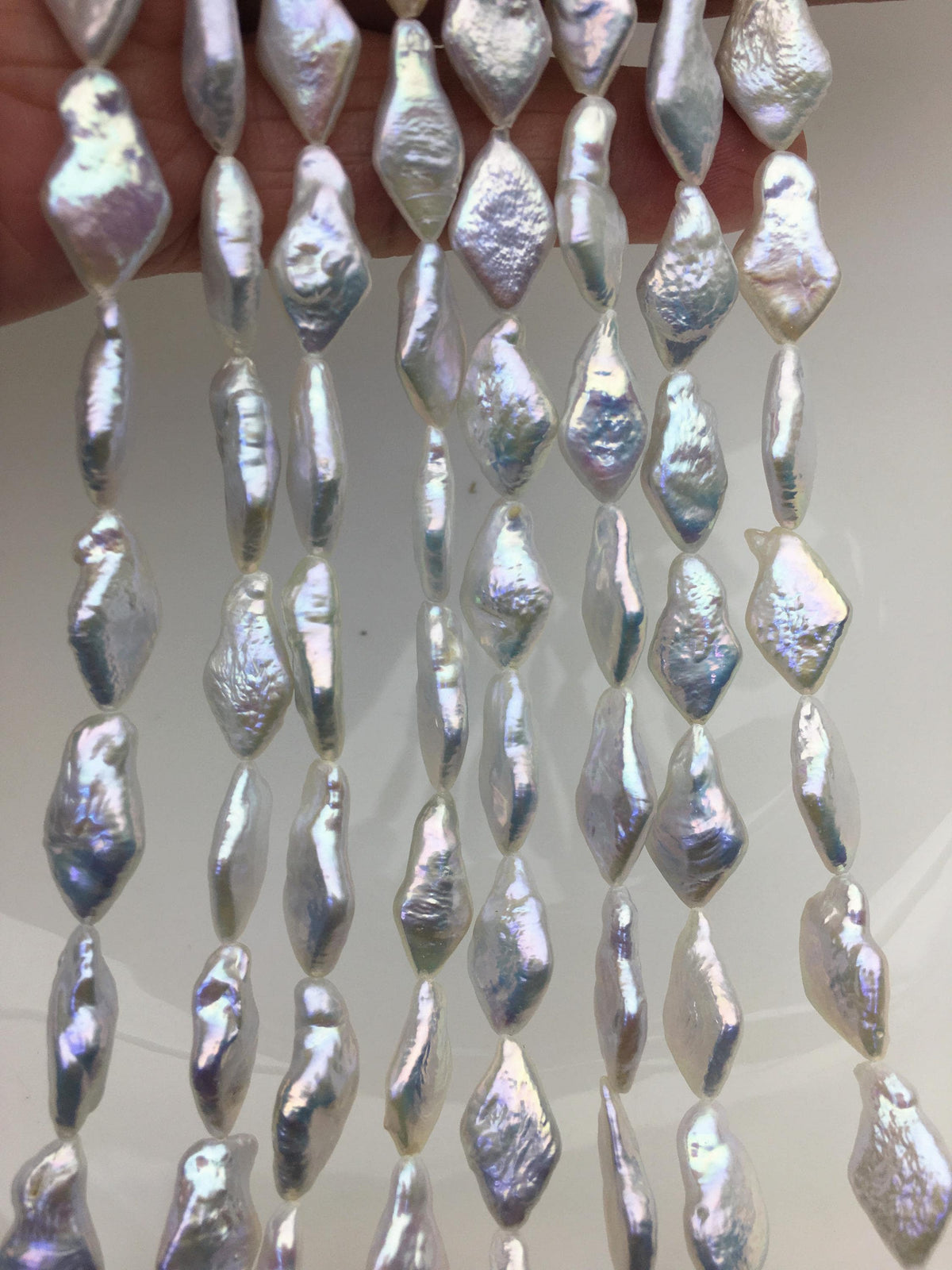 AAA 8-10mm White diamond Shape Freshwater Pearl,ZS-103-20