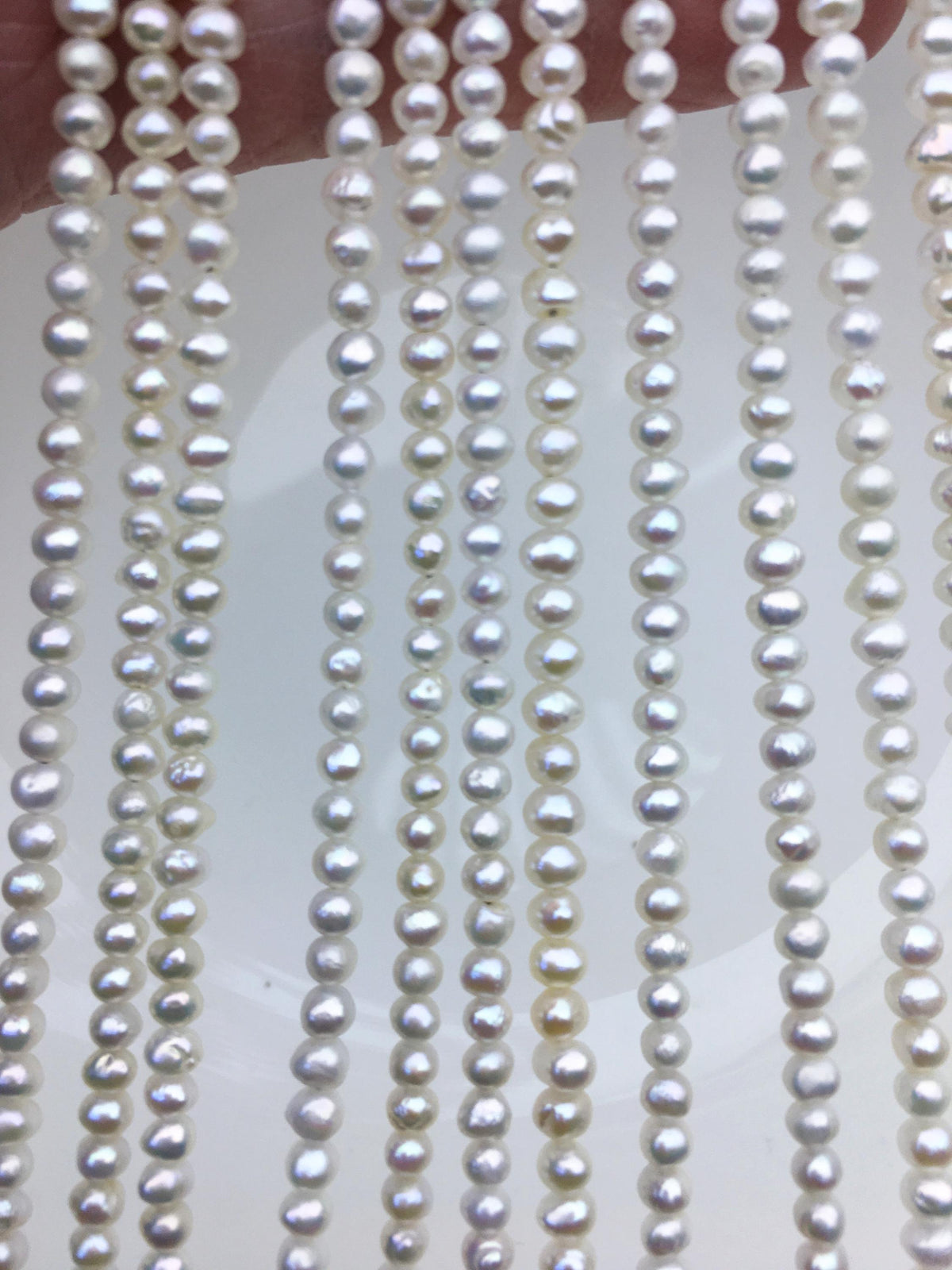 AA+ 3.5-4mm tiny white button pearls,full strand,Rondelle pearl Beads,white freshwater pearl,loose strands,SM3-2A-3