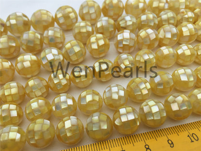4pcs 10/12/14/16mm Golden Mosaic Shell Beads,Golden Mosaic Shell Beads,GSHE-001-7