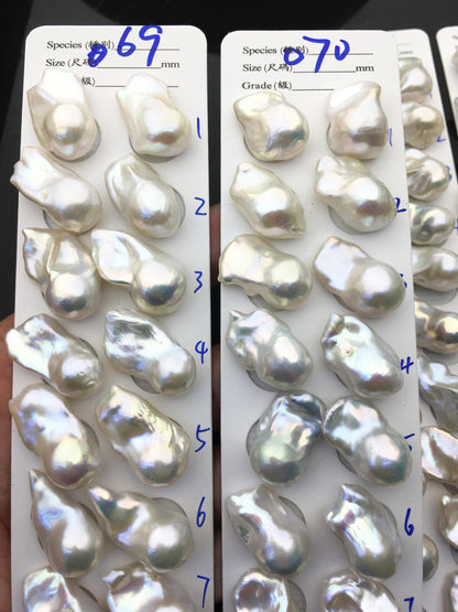 1 pair AAA 14-18x20-28mm White Flame ball Pearl Pairs-0.9mm top half hole-large Baroque freshwater pearl pairs, Fire Ball Pearl, FL15-3A-8-43