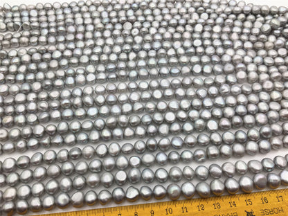 AAA 8.3-9.3x9-10mm gray nugget freshwater pearls, Irregular Beads for Pearl Necklace bracelet, gray baroque pearl strand, LM9-3A-22