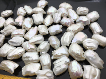 AAA 16-19x19-24mm baroque pearl, 1pcs, white color, Genuine Fresh Water Pearl, keshi pearl, Leather Cord, Wholesale Pearls, ZS-22-24