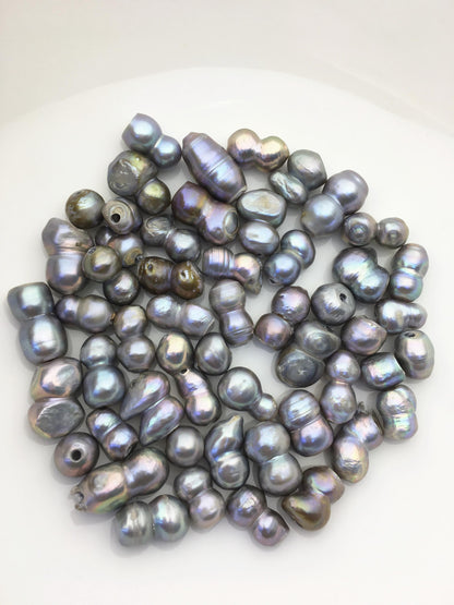 50pcs A 10-14mm gray baroque freshwater pearls, 2.2mm large hole,ZS-T44