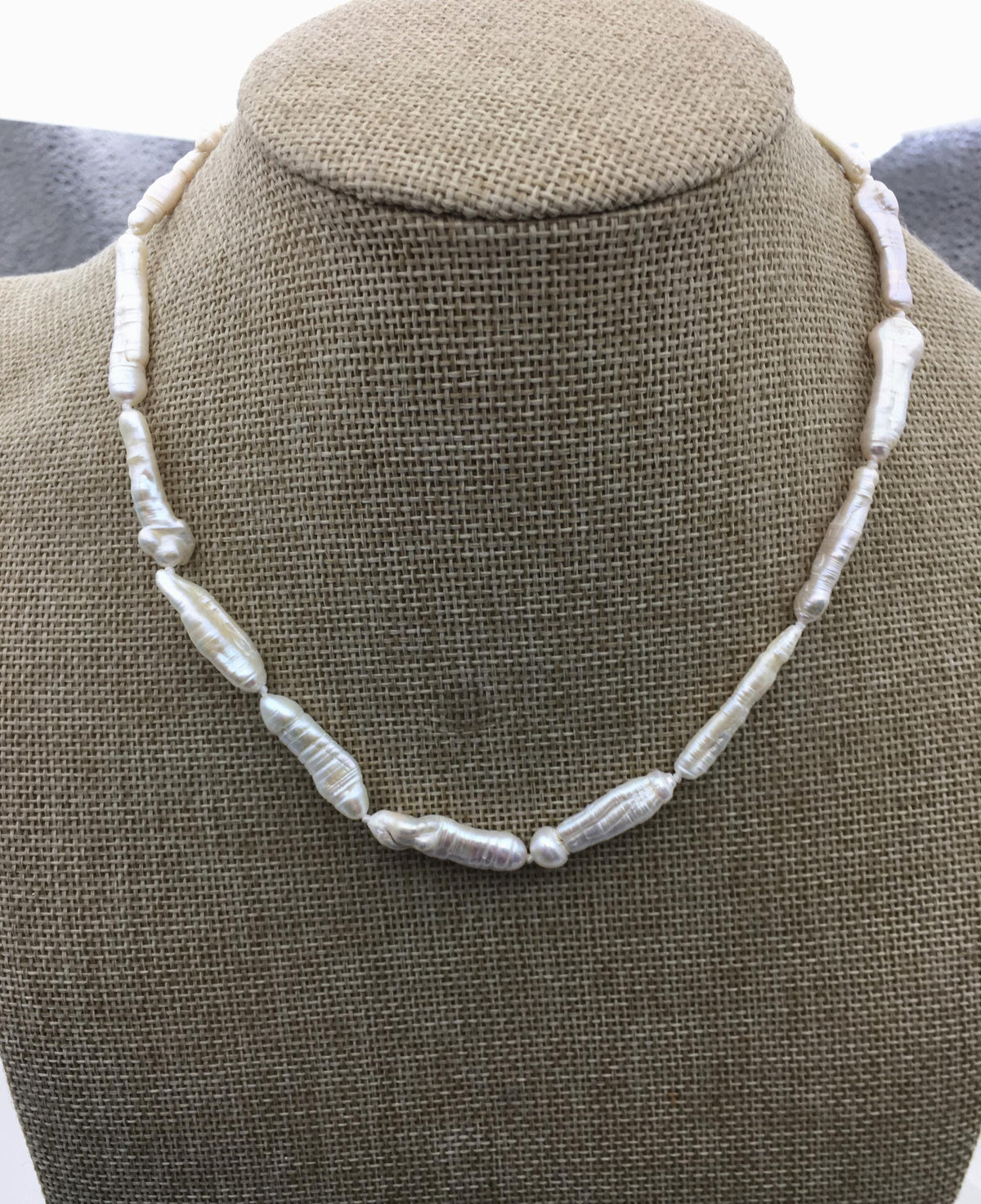 17''+2'' AA+ 4-8mm white toothpick biwa freshwater Pearl necklace,genuine freshwater Pearl necklace,NPN1-024-2