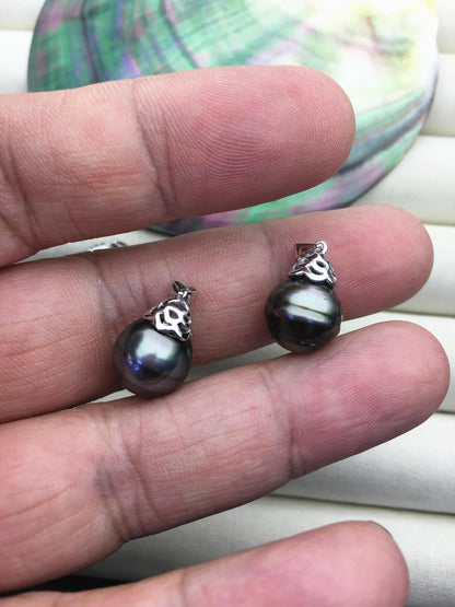 1pc 11-12mm Genuine Gray Tahitian Pearl Pendant, natural color sea pearl,pearl necklace - NC1-046-1