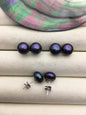 1 pair AAA 8.5-9.5mm Deep Blue Black Pearl Stud Earrings,stering silver pearl earrings,SE1-056