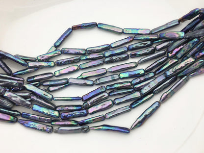 15.5'' AAA 5-6mm Black Blue rectangle pearls,ZS-80-25-19