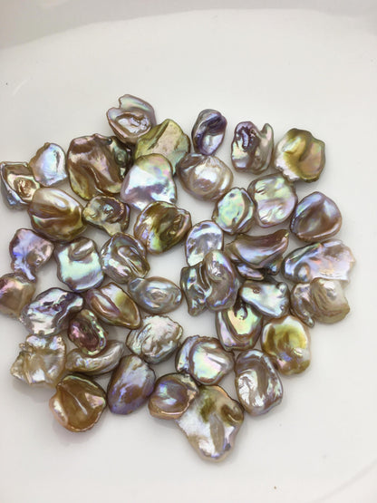 41pcs AAA 11-15mm natural bronze rainbow keshi Freshwater Pearls,no hole,ZS-127-1-10