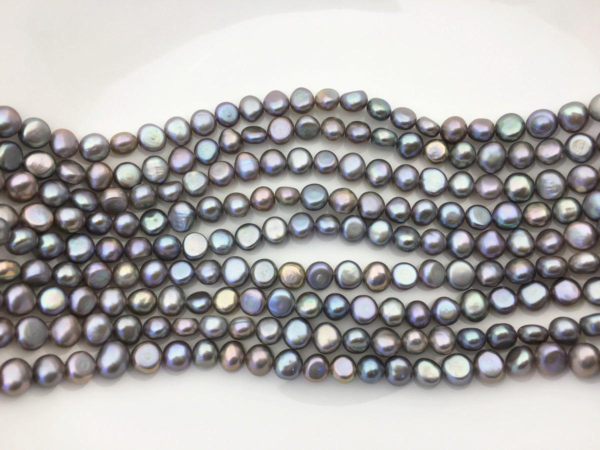 AAA 7-8mm gray nugget freshwater pearls,irregular nugget freshwater pearl strand,LM7-T8