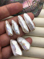 2 pairs AAA 8.5-11mm Thick White Biwa keshi pearls Pairs,for make dangle earrings,no hole,ZS-127-36-1
