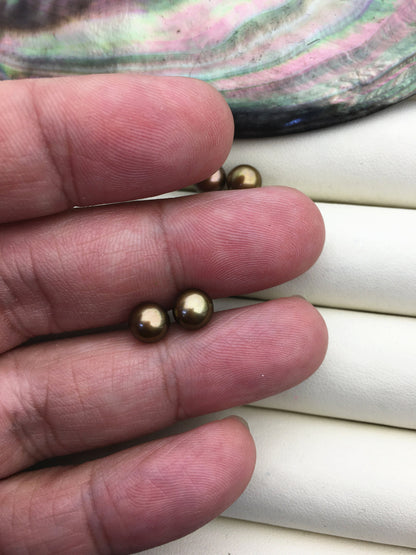1 pair AAA 6-7mm Brown Stud Earrings,Sterling Silver,Wedding,classic pearl studs,SE1-T22