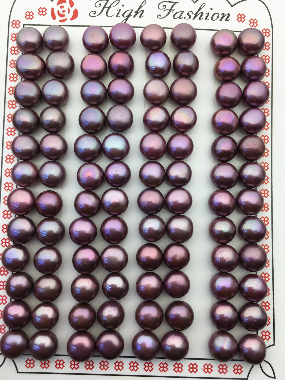 48 pairs AA+ 7-8mm brown button round freshwater pearls pairs,half hole,BTN7-T17