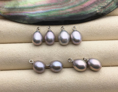 AAA 8.3-9.3mm Gray rice pearl dangle earrings,S925 Sterling Silver pearl earrings,pearl for women,SE3-007