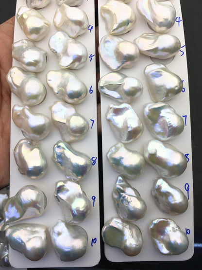 1 pair AAA 15-18x20-27mm White Flame ball Pearl Pairs - large Baroque freshwater pearl pairs, Fire Ball Pearl, FL15-3A-8-32