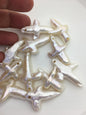 13pcs AAA 19-25mm Freshwater Pearl Loose Pearl Bead White Cross Pearl Loose Bead,top large hole,ZS-100-8