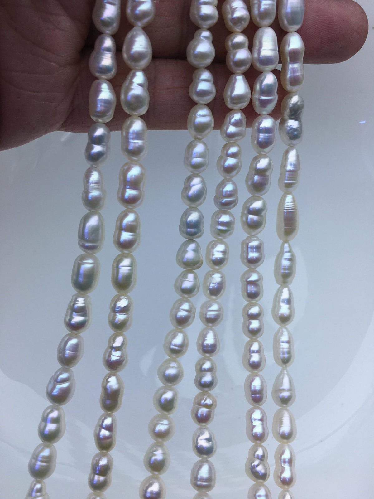 6 strands AA+ 5-7mm white rie Pearl Necklace,ZS-T20