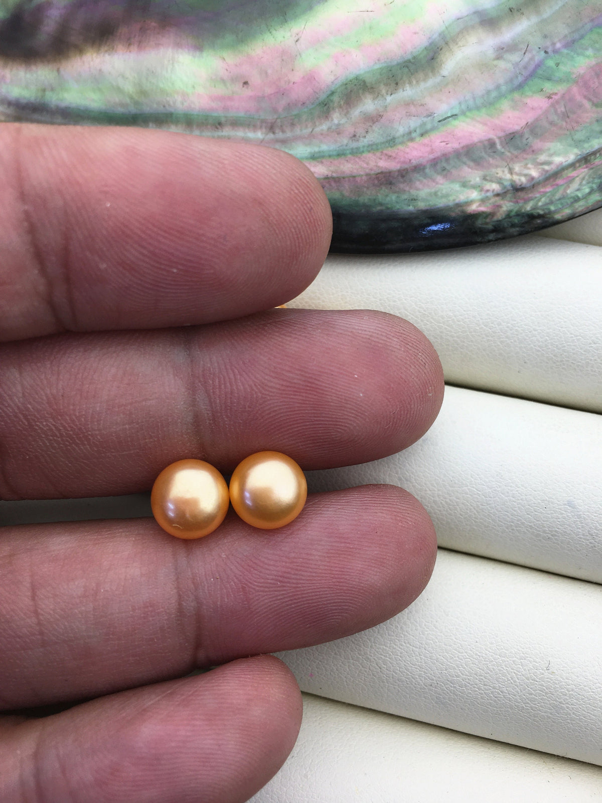 AAA 8-8.5mm Yellow Pearl stud earrings, Sterling Silver,SE1-T9