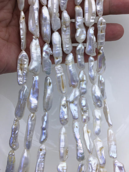 A 7-9mm white Thick Keshi Biwa Pearl Necklace,ZS-200-120-10