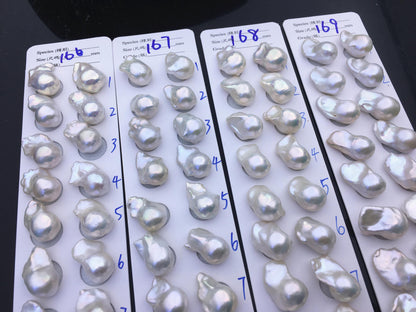 AAA 13-15x18-22mm White Flame ball Pearl Pairs - large Baroque freshwater pearl pairs,top half hole,FL15-3A-8-69