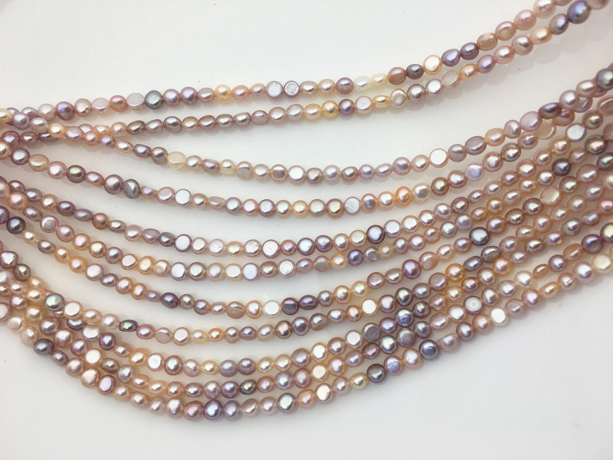 AAA 3-4mm Tiny pink purple mix color nugget freshwater pearls,irregular nugget freshwater pearl strand,LM3-3A-7