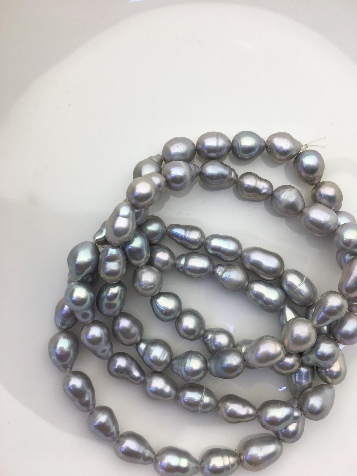2pc 7 inchs AA+ 7-8mm gray Freshwater pearl Elastic string Bracelet,B8-003-13