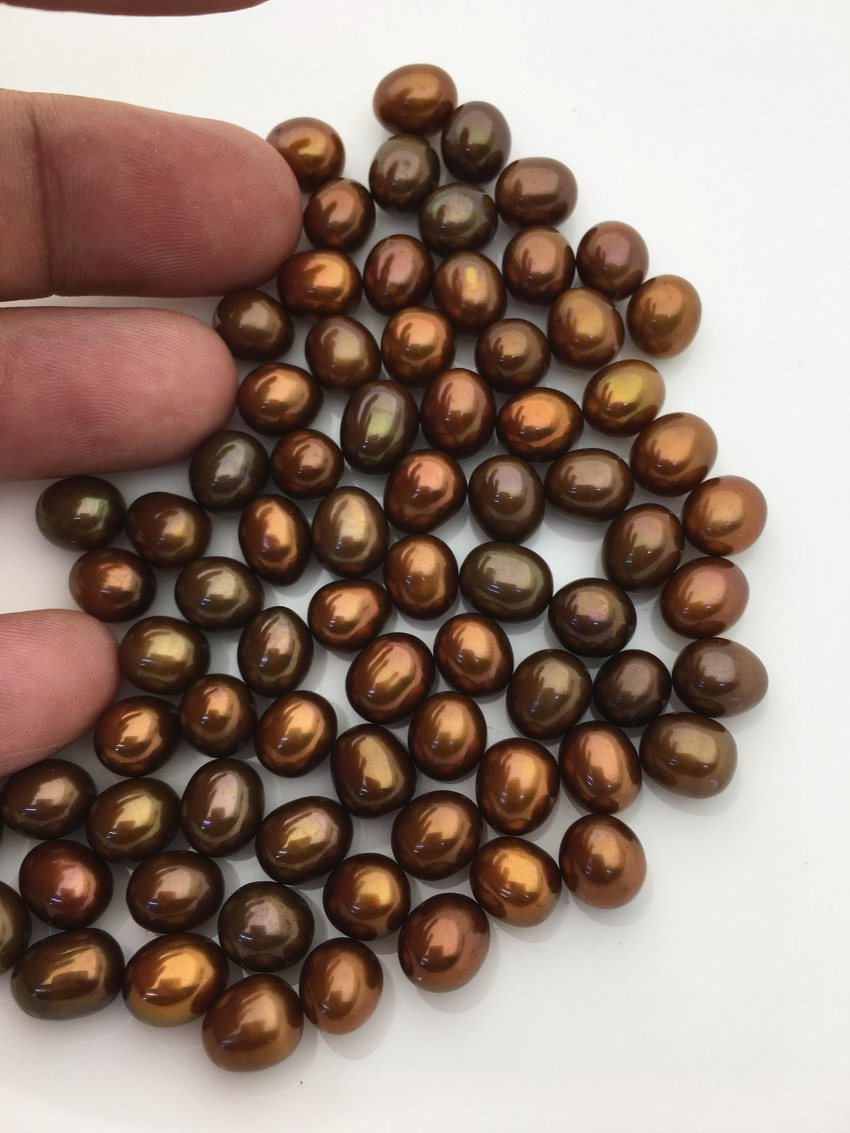 20pcs AAA 7.5-8mm brown rice freshwater pearls,no hole,brown oval pearl,for make dangle pearl earrings,LR7-T10