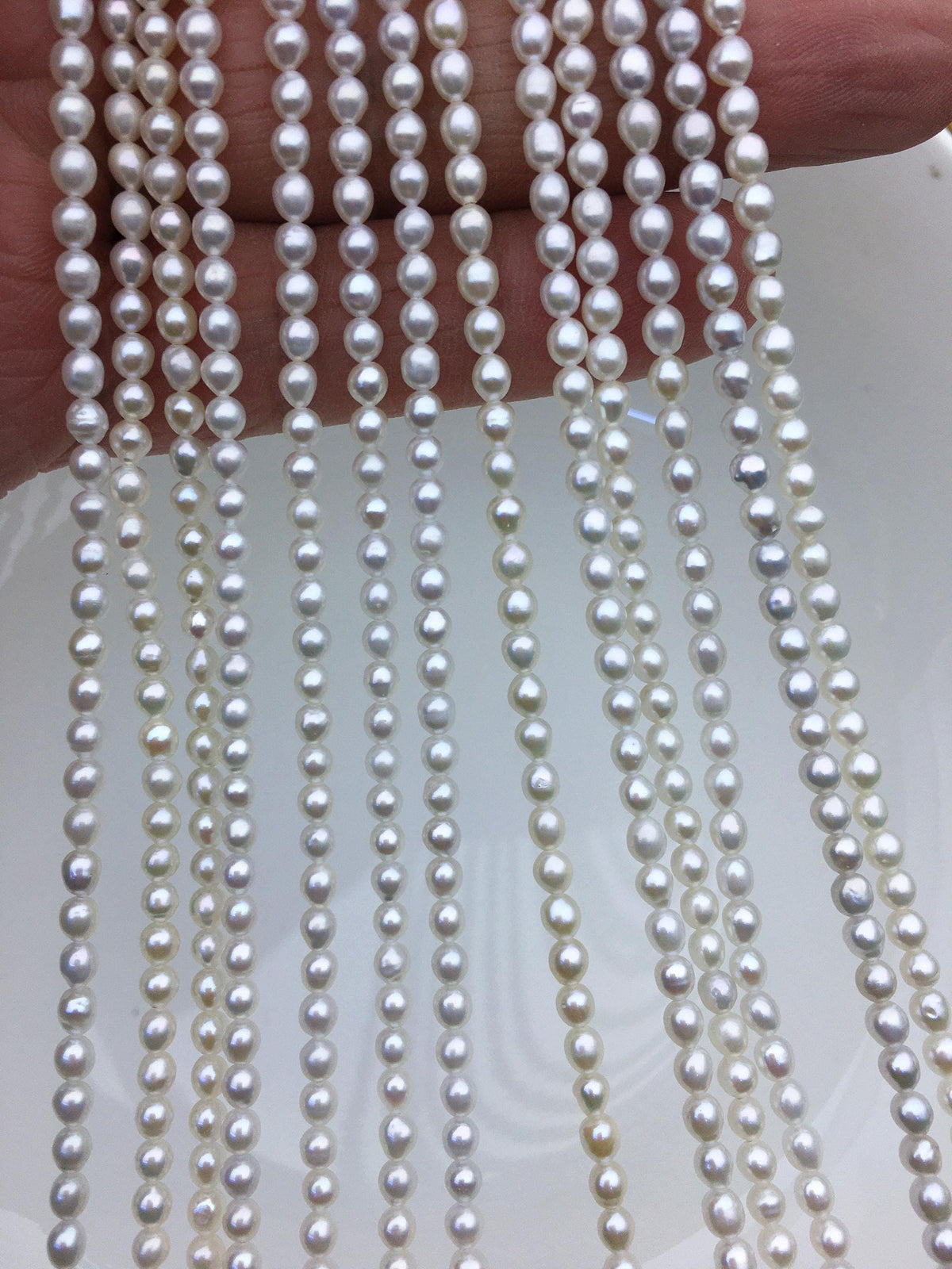 AAA 3-3.5x3.5-4mm white oval pearls, full strand, oval loose pearl beads, diy pearl, genuine pearl, Cultured pearl, diy pearl beads, LR3-3A-31