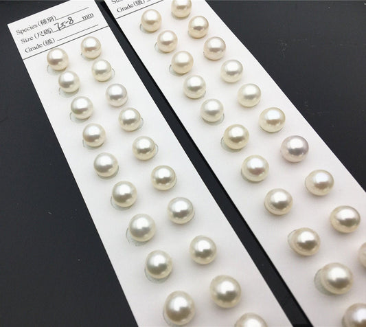 AAA 7.5-8mm/8-8.5mm white round freshwater pearls pair, for pearl earrings, for pearl ring, rp8-3ay-gj-1