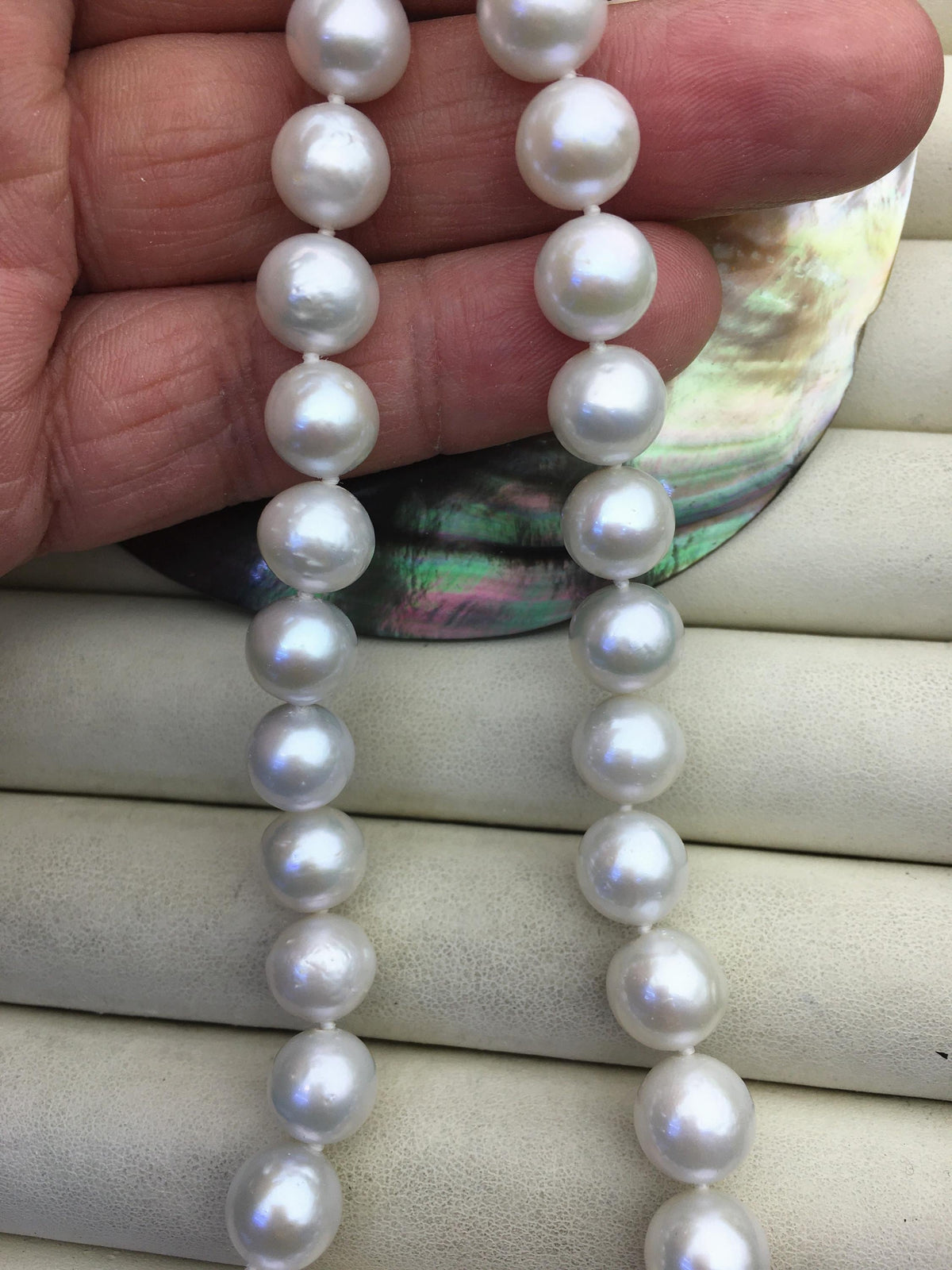 17.5 inches AA+ 8-10mm white round freshwater Pearl necklace, genuine freshwater Pearl necklace, Natural Pearl Necklace, NPN1-059