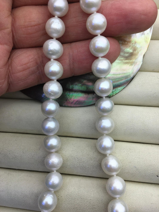 17.5 inches AA+ 8-10mm white round freshwater Pearl necklace, genuine freshwater Pearl necklace, Natural Pearl Necklace, NPN1-059