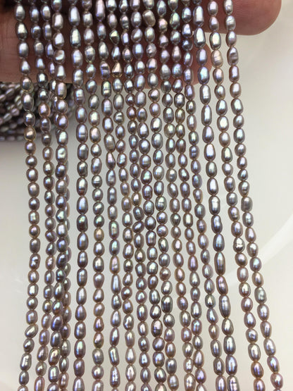 AAA 2.8-3x4-5mm gray purple rice pearls, oval loose pearl beads, diy pearl, genuine pearl, Cultured pearl, diy pearl beads, LR2-3A-20
