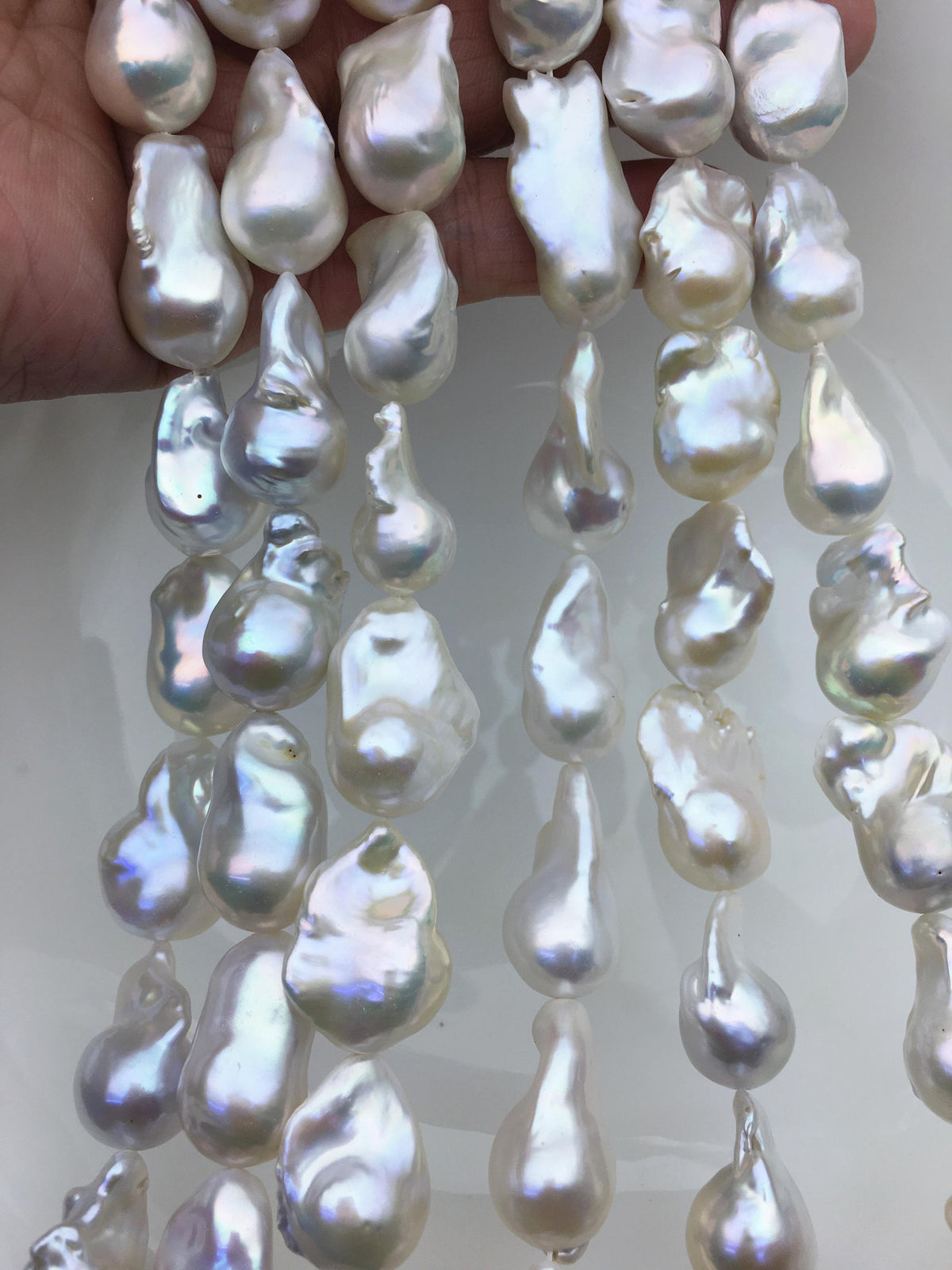 15.5'' AAA 14-18mm Big White flame ball freshwater pearl,FL15-3A-7-19