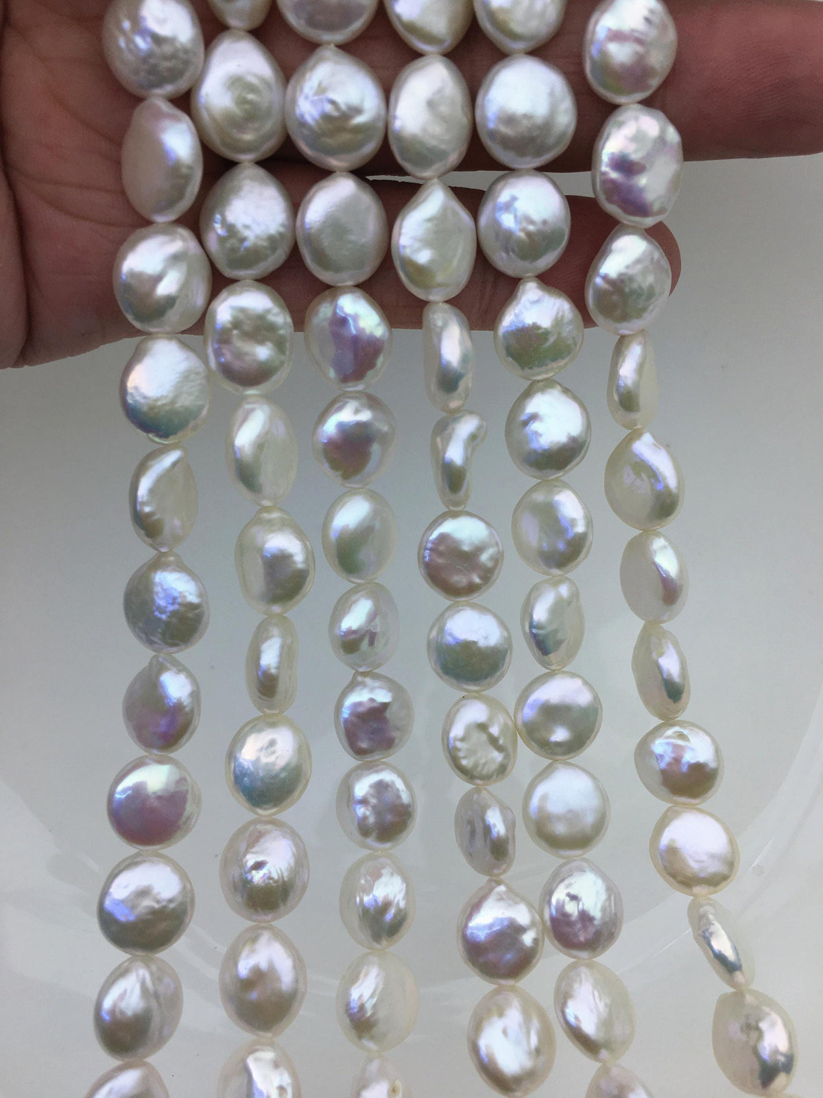 AA+ 10-11mm White Coin freshwater pearls,diy bead,flat round pearl bead,COIN12-2A-2-28