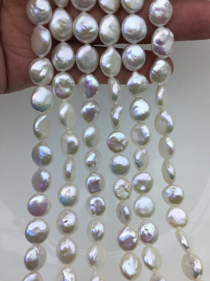 AA+ 10-11mm White Coin freshwater pearls,diy bead,flat round pearl bead,COIN12-2A-2-28