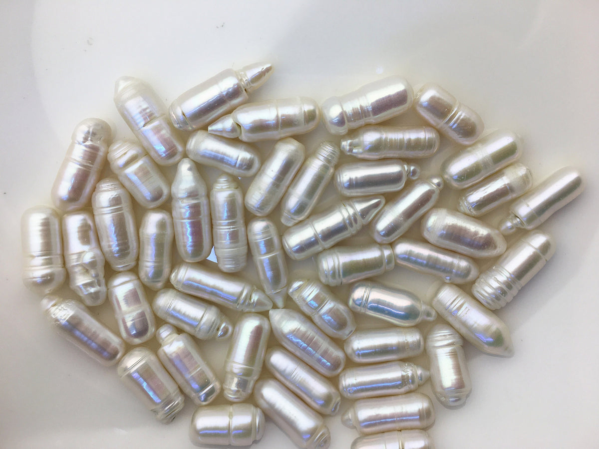 10pcs AA+ 6-8.5mm White Cylinder Shape Freshwater Pearl,0.6mm through hole,ZS-103-18-1