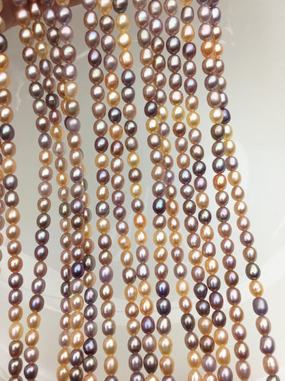 AAA 4-4.5mm pink peach purple rice freshwater pearls,LR4-3A-42