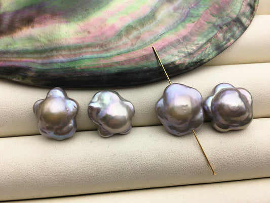1 pairs AA+ 15-16mm Gray Brown Plum blossom Freshwater Pearl Piar,0.8mm through hole,ZS-103-37-12